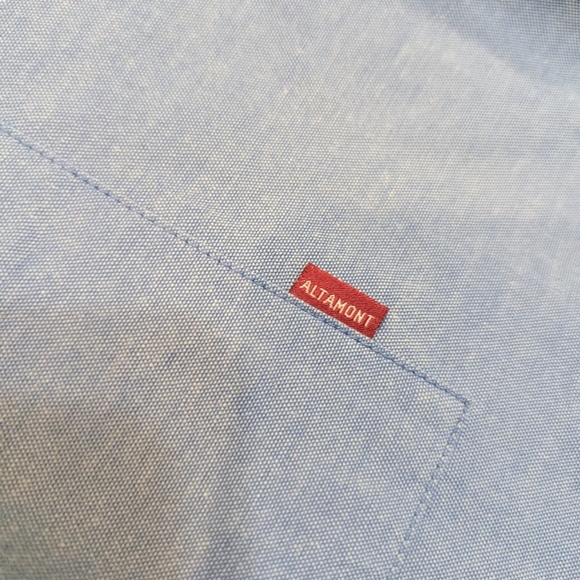Altamont Men's XL Cotton Button Up Shirt Short Sleeve Blue - Picture 3 of 8